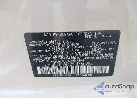 2024 Subaru Crosstrek Premium из США, поврежденный, VIN JF2GUADC5RH350284